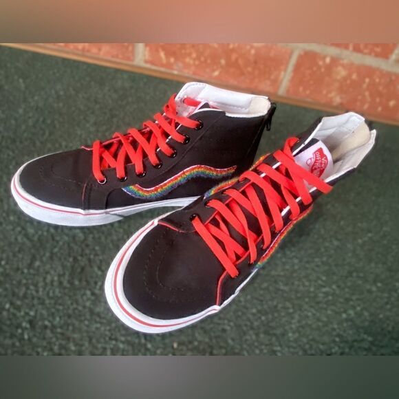 Vans SK8-Hi Zip Chenille Rainbow Kids Size 3.5 - Picture 8 of 14